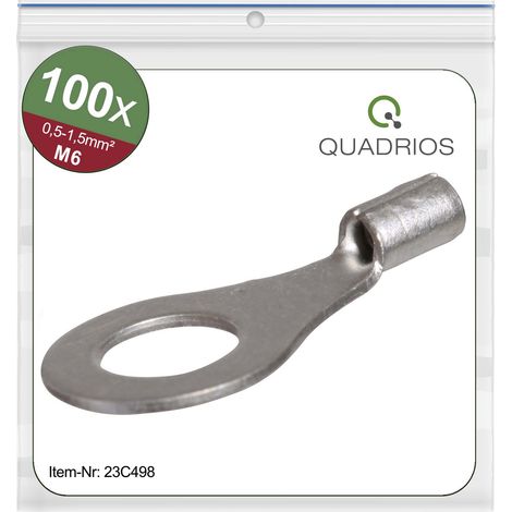 Quadrios 23C498 Ringkabelschuh  Querschnitt (max.)=1.5 mm² Loch-Ø=6.5 mm Unisoliert  100 St. (1/5)