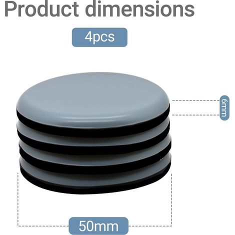4 Pièces Patins pour Meubles en PTFE, 50 mm Patin Glisseur pour Meuble Lourd, Patin Teflon pour Déplacer Facilement Les Meubles Lourds - Protège Les Sols des Rayures (1/5)