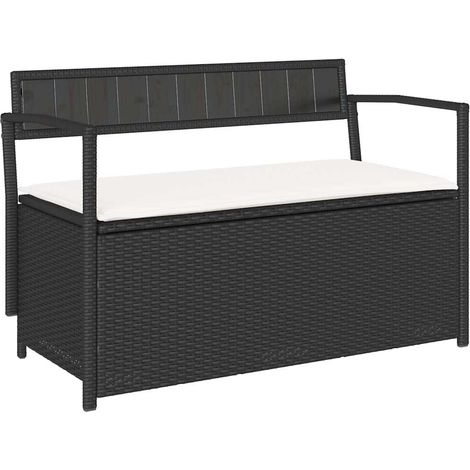 Maison Exclusive - Panca Portaoggetti da Giardino con Cuscino in Polyrattan Nero