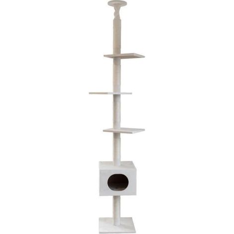 KERBL - Katzenbaum FERDI - 38 x 38 x 240 bis 260 cm - Weiß - Sisal