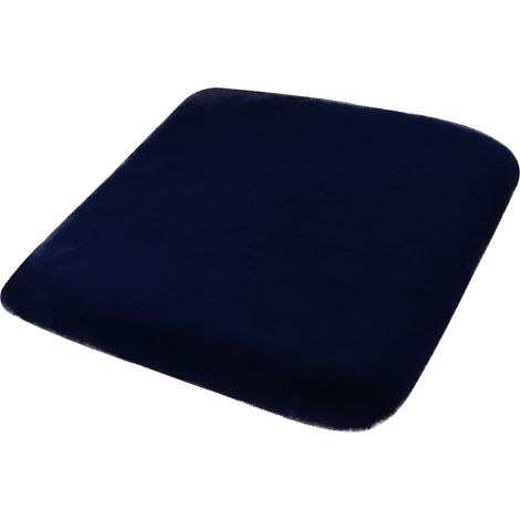 Coussin de siège auto 50 x 50 cm, coussin moelleux et épais pour l'hiver, antidérapant, doux et chaud, bleu foncé (1/5)
