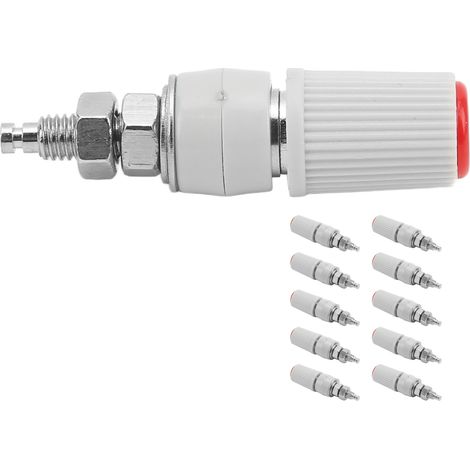 Lot de 10 douilles banane femelles 4mm M5 cuivre nickelé pour équipement électronique rouge (1/5)