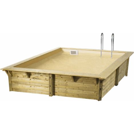 Piscine Ubbink bois Azura 300 x 300 x H 126 cm liner Beige avec filtre à sable (1/5)