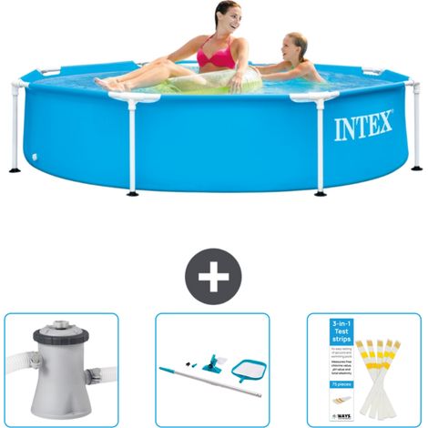 Intex-Schwimmbecken mit rundem Rahmen – 244 x 51 cm – Blau – im Lieferumfang enthalten Accessoire CB82