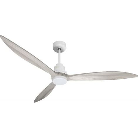 Tenerife - Super destratificateur et ventilateur DC 166 cm Blanc pales bois gris avec Lumière 30 à 60 m² (1/5)