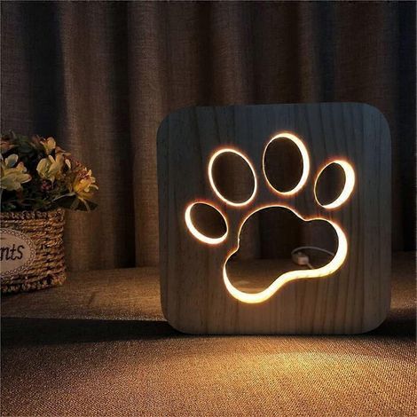 Veilleuse 3D créative et mignonne avec cadre en bois, alimentation USB, lumière blanc chaud, idéale pour les enfants, lampe de table, décoration pour la chambre d'enfant, cadeau pour filles, garçons e (1/5)