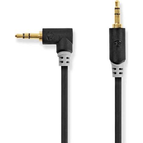 Cable de sonido estéreo Pasador de 3,5 mm Pasador de 3,5 mm Guldplaterad 1,00m Redondo Antracita Låda