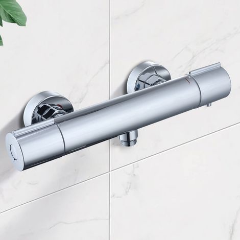 Mitigeur thermostatique de douche mural en laiton chromé, robinet de baignoire compatible colonne de douche