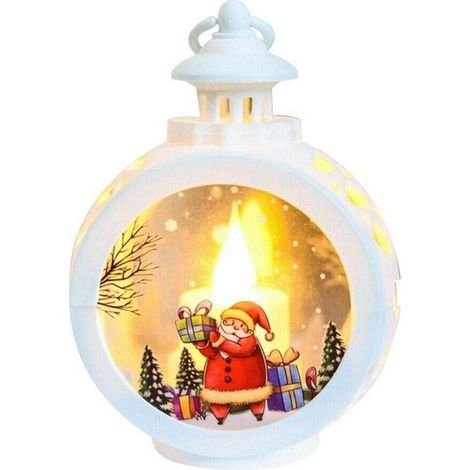 Décoration de Noël LED, Flamme extérieure et intérieure,fenêtre de Maison,Père Noël,Blanc (1/5)