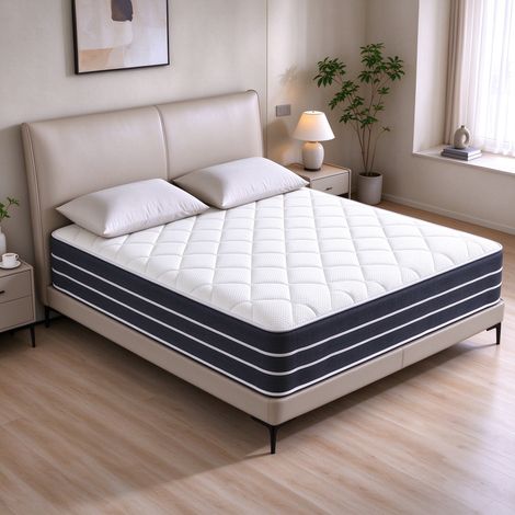 Matelas 140x190 Très épais 30 cm, Matelas Hybride à Ressorts Ensachés, Support parfait, Mi-Ferme, Ergonomique 7 Zones, Améliore le Sommeil, Épouse les Courbes du Corps, Respirante, Hypoallergénique