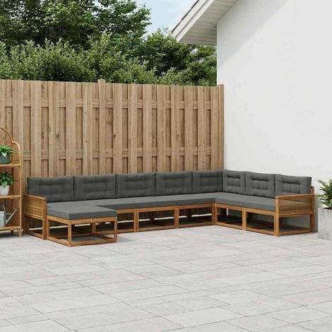 vidaXL Outdoor-Sofagarnitur mit Kissen 8 pcs Natur und Anthrazit (1/5)