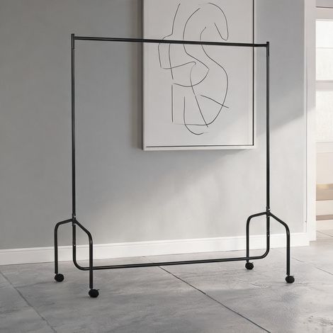 Porte-manteau negro en métal 150 x 60 x 170 cm (1/5)