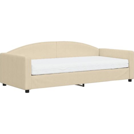Maison Exclusive - Tagesbett mit Matratze Creme 90x200 cm Stoff