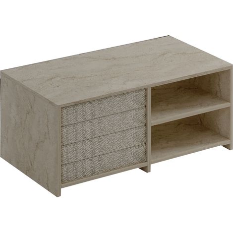 Couchtisch aus Holz "Gord" - 90 x 45 x 44 cm - Travertin