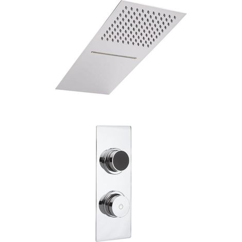 Milano Vis Digital Two Outlet Thermostatic Shower with 200mm x 500mm Wall Mounted Rainfall Shower Head with Waterblade Function - Chrome (1/5)