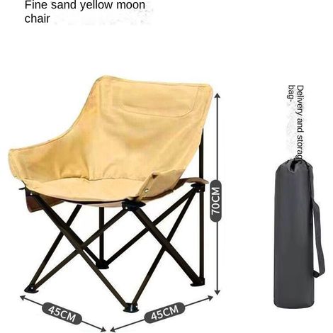Chaise de camping New Moon, chaise pliante de plage, fauteuil inclinable portable, tabouret de pêche, table et chaise de pique-nique, jaune, épaisse et renforcée, avec sac de rangement. (1/5)