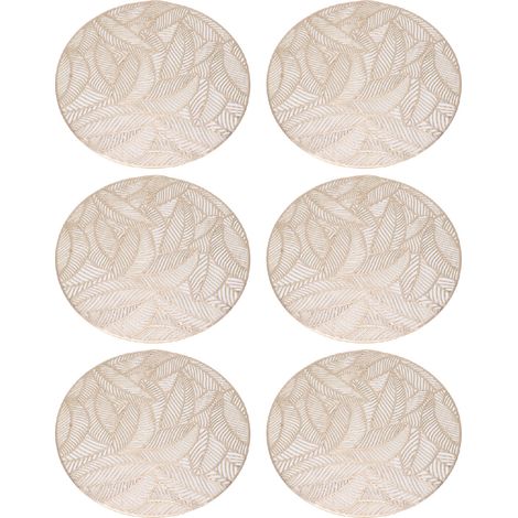 6 sets de table ronds en PVC écologique creux de couleur or, résistants à la chaleur, 38 cm, sets de table (1/5)