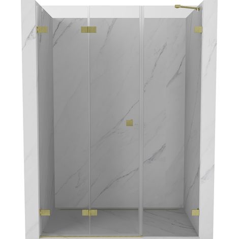 Mexen Lunar-F Faltbare Duschtür links 125 cm, transparent, gold gebürstet - 836S-125-050-55-00-L (1/5)