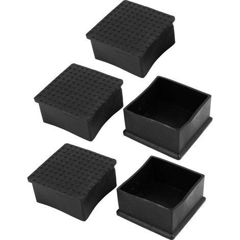 (Schwarz) SOURCING MAP Möbelbeinkappen für 60 mm x 60 mm quadratische Stuhlbeine, Gummi-Möbelschutz, Schwarz, 5 Stück (1/4)