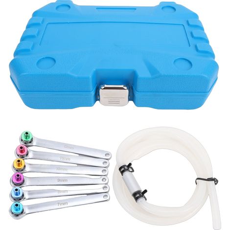 Jeu de clés de purge de frein, 7 pièces, 7 8 9 10 11 12mm, Kit de purge avec tuyau de clapet anti-retour pour véhicules (1/5)