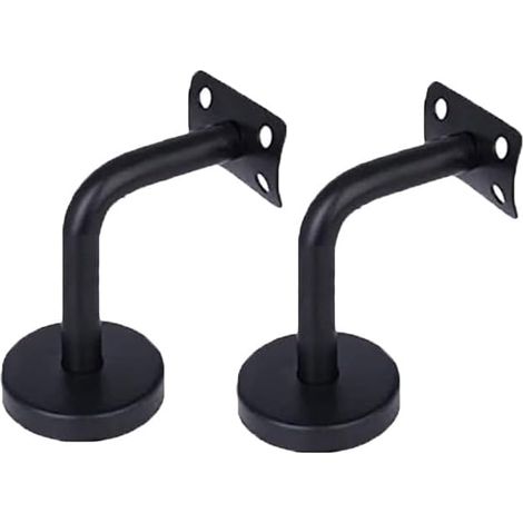 Supports de rail de gardecorps en acier inoxydable, support de main courante mural pour rampe d'escalier, paquet de 2 supports de main courante, (noir)