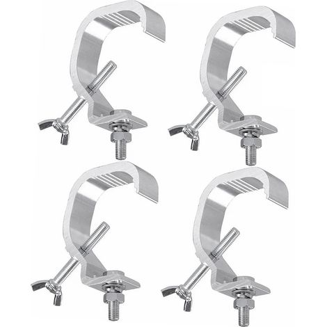 Ortviai Pinces de fixation pour projecteurs scéniques en aluminium coulé – 4 pièces, charge 20 kg, diamètre tube 30-52 mm (1/5)
