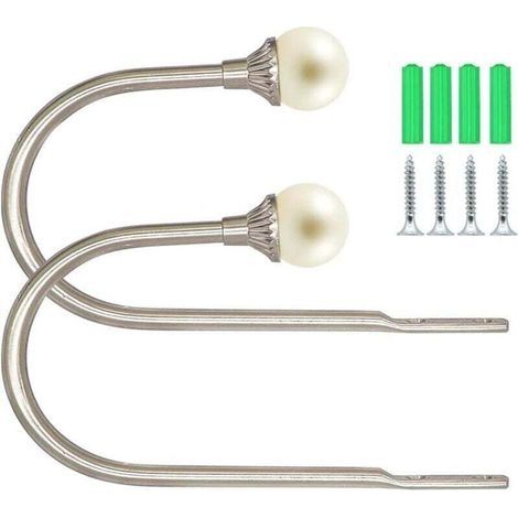 U-förmige Metall-Raffhalter für Gardinen, 2 Stück, Schlafzimmerdekoration, silber (1/4)