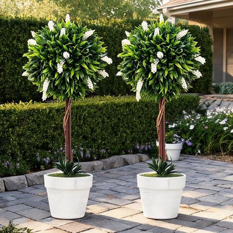 Plante artificielle weiß en kunststoff Zement 14,5 x 14,5 x 60 cm (1/5)