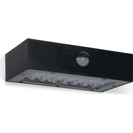Applique murale LED Solaire 3W Noire Eclairage led d'extérieur Détecteur de mouvement 350 Lm ASLO (1/5)