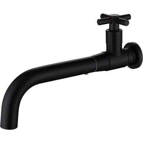 360° drehbarer Waschbecken-Wasserhahn mit Einzelgriff, Wasserfall-Wasserhahn, wandmontierter Waschbecken-Wasserhahn, Waschtisch-Wasserhahn für Küche und Badezimmer (schwarz)