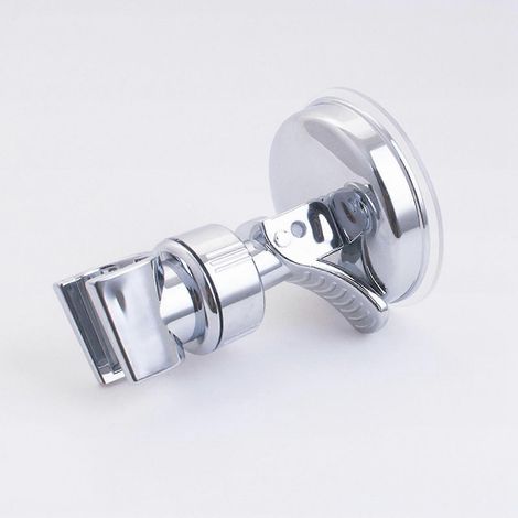 Support de pommeau de douche à ventouse, fixation murale, kit de douchette chromé pour salle de bain (1 pièce, argent) (1/3)