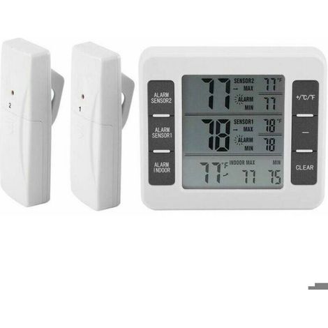 Thermometre Refrigerateur - Digital Sans Fil - Alarme Sonore - Min Max - 2 Capteurs - Pour Refrigerateur Et Congelateur - 1 Unite (1/5)