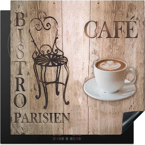 Induction Hob Protector Bistro Parisien - Cafe - Coffee - Vintage 78x78 cm