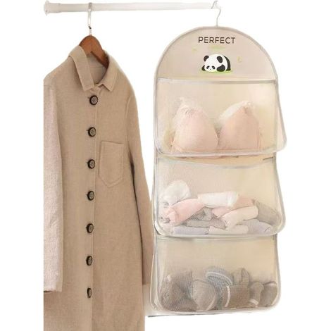 Mehrzweck-Aufbewahrungstasche aus mehrlagigem Netzgewebe, Hängeaufbewahrung mit Metallbügel, Netztaschen für BHs, Unterwäsche und Socken, Hängetaschen für Tür, Wand, (1/5)
