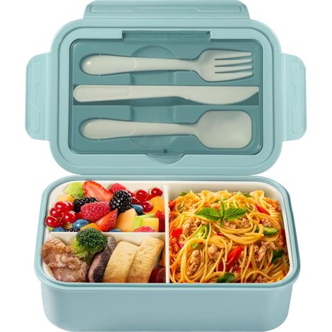 APEX Bento Lunch Box Enfant Adulte Boîte 1400 ml avec 3 Compartiments, Conception Sans Fuite Lunchbox avec Couverts (1/5)