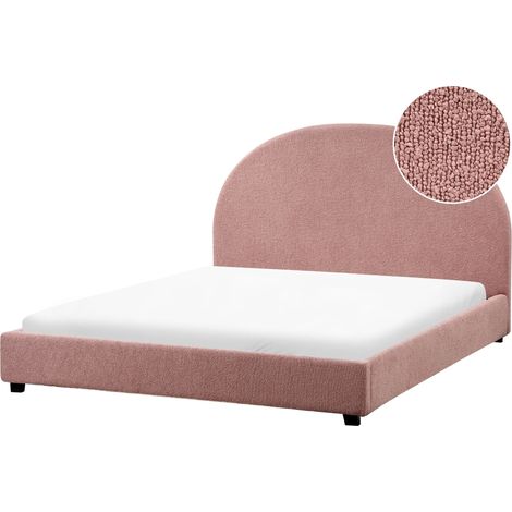 Letto imbottito minimalista UE matrimoniale 140 x 200 cm Boucle Rosa pastello Vaucluse