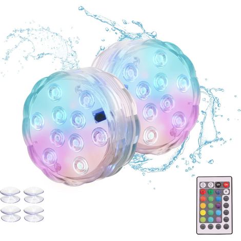Lumières LED Submersible, Lampes sous-Marines Multi-couleur Éclairage LED Étanche Avec Télécommande pour Bases de Vase, Piscine Étang, Aquarium (1/5)