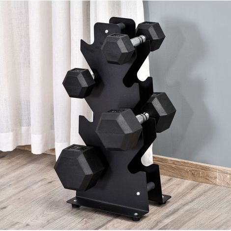 Set di 2 manubri esagonali da 4 kg in ghisa con impugnatura zigrinata, neri (1/5)