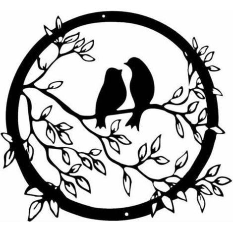 Art Mural en Métal Arbre De Vie avec Oiseaux Déco Noir - 30cm/11.8inch Décoration Murale Arbre De Vie Deco Metal Murale Moderne Signe De ​Famille Arbre en Métal Décoration D'intérieur
