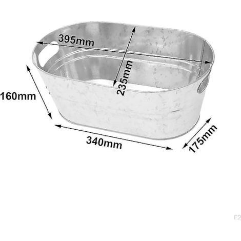 Bac à boissons métal pour bière seau glace ovale long refroidir (1/2)