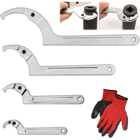 Clé à Crochet réglable en C,Cle a Ergot Reglable pour Vérins Hydrauliques, Machines Mécaniques, Véhicules, (4 pcs.) 3/4-2", 1 1/4-3", 2-4 3/4", 4 1/2-6 7/10" Clé à Ergot Articulée (1/5)