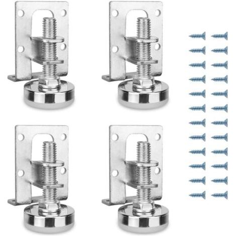 Lot de 4 Pieds de Meuble, RGlables en Hauteur, Pieds de Nivellement RGlables en Acier, Profil Carr : 40 X 50 Mm, Hauteur RGlable 11-27 Mm, pour Table de Chevet, Meuble Chaussures (1/5)