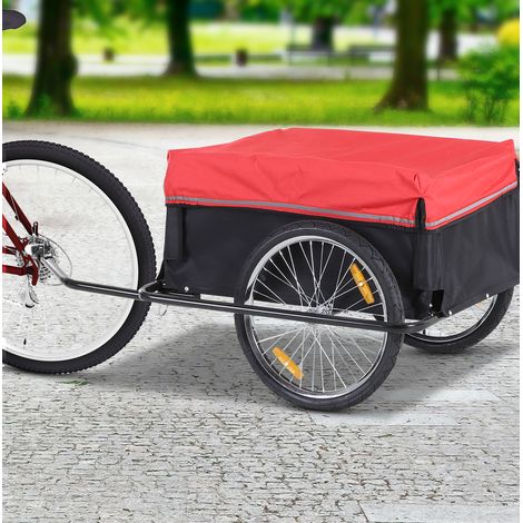 Rimorchio da bici portacarichi a 2 ruote 140 x 88 x 60 cm, carico max 40 kg, rosso DESVIAE (1/5)
