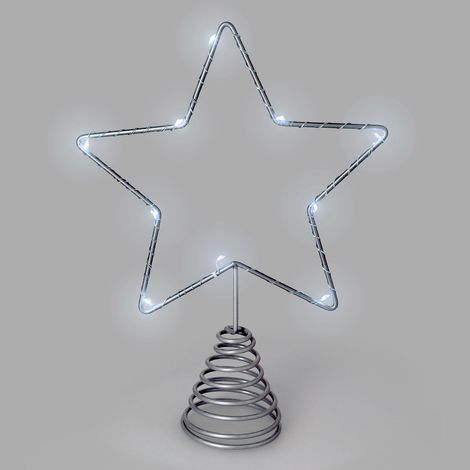 Luces Navidad Estrella Arbol Navidad Luz Blanco Frio. 10 Leds. Uso Interno Protección IP20. 2 Baterias AA (1/3)