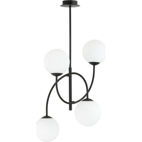 Lampadario Emibig Archi 4 luci nero vetro opale E14 Ø40cm (1/4)