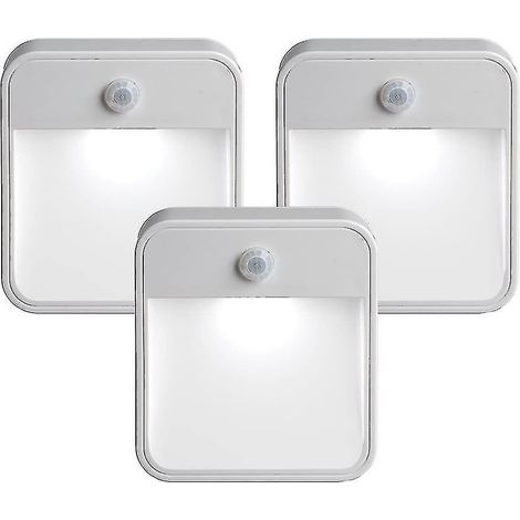 Veilleuse LED à piles avec détecteur de mouvement, à fixer partout, lot de 3, blanche, 3 unités (1/5)