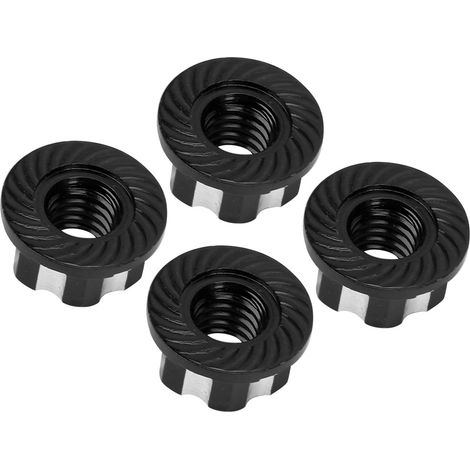 Lot de 4 écrous hexagonaux M4 en alliage d'aluminium, compatibles avec les voitures RC 1/10 HSP Sakura D3 et D4 (noir). (1/5)