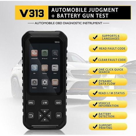 Lecteur de codes V313 2, scanner automobile pour testeur de batterie 12 V, outil de diagnostic automobile 2 en 1 II (1/3)