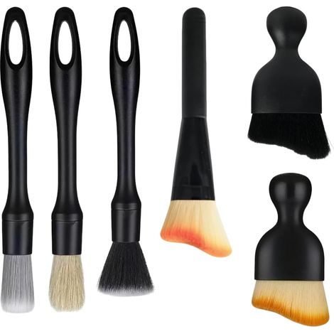 6 Piece Car Cleaning Brush Kit - Soft Brushes for Auto Detailing - Ergonomic Design for Effective Cleaning Element - Ideal for the Interior of Your Vehicle (1/5)