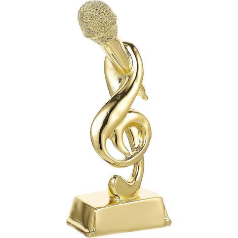 Trophée de microphone de compétition, trophée de bureau pour enfants, trophée de microphone décoratif.-19.5X8X4CM-Golden (1/3)